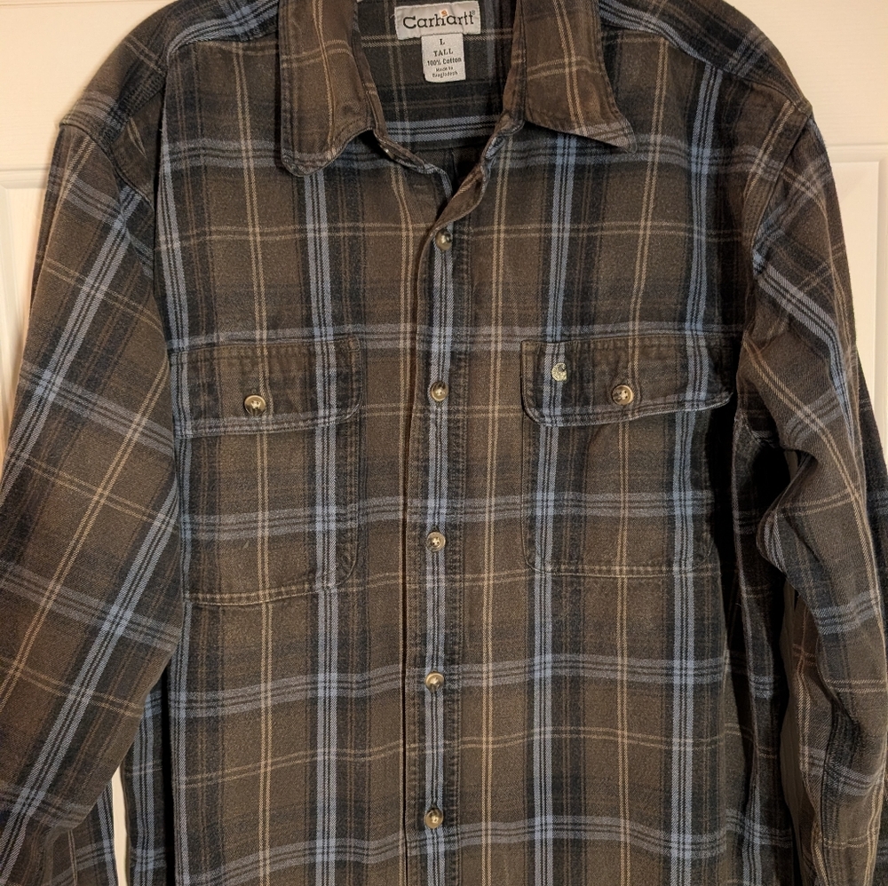 Carhartt men’s work shirt- Heavy Weight Flannel. Large Tall - Picture 5 of 8